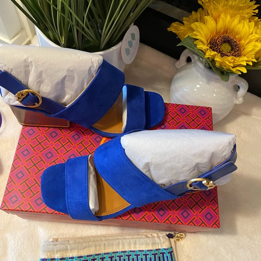 ✨NEW✨Tory Burch Selby 75MM Block Heel Sandal Suede